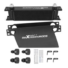 10-Row Transmission Oil Cooler Universal AN10 with Air Guide & Bracket Set