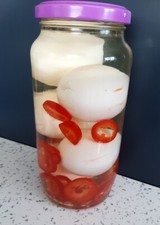 Pickled Eggs Deli Homemade pickled British Free Range eggs With Fresh Red Chilli