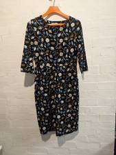 Seasalt Tamsin Black floral print jersey dress with pockets size 12