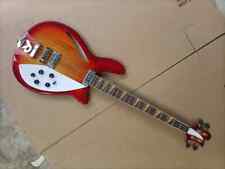 Custom Semi-hollow Cherry sunburst Electric Bass Guitar with White Pickguard