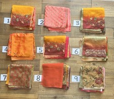 10 Sari Pieces Squares 12”x12” Mixed Colour Recycled Scraps For Crafts (A)