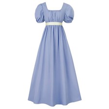 Frigate Jane Austen Regency Dress With Satin Sash Size S Light Blue