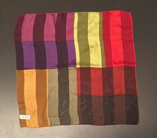 Silk OSCAR DE LA RENTA headscarf square neck vintage contrasting stripe scarf