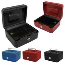 Metal Cash Box Money Bank Deposit Steel Tin Security Safe Petty Key Lockable