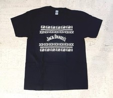 BN Jack Daniels Christmas Reindeer Fair Isle Men’s Black T-shirt, Size Medium