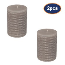 2Pcs Grey Pillar Candle Hand