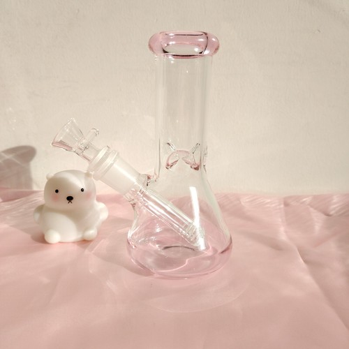 Thick glass bong pink cute - 6",