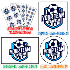ANY FOOTBALL TEAM LOGO - EDIBLE CAKE / CUPCAKE TOPPERS FC CLUB BADGE WAFER ICING