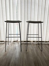 Jasper Morrison Large Hi Pad Bar Stool in White Leather by Cappellini.