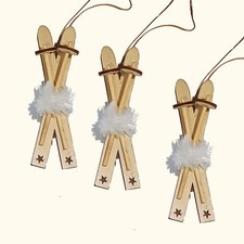 3 Pair Ski With Sticks to Hang