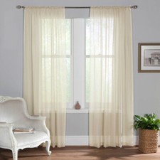 1 PAIR (2) Plain Voile Curtain Panels Rod Pocket Slot Top Net Curtain 25 Colours