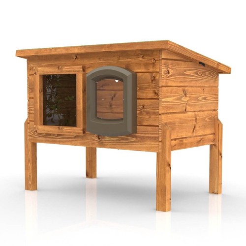 Microchip outdoor wood cat - wood,