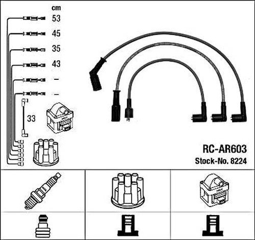 Black ignition cable - black, kit