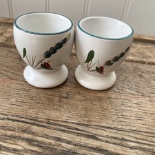 2 x Denby Greenwheat/Wheatsheaf Egg Cups