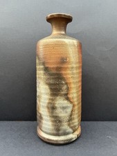 Signed Japanese Bizen Yaki or Bizen Ware, Tokkuri, Sake Bottle, Unglazed Pottery