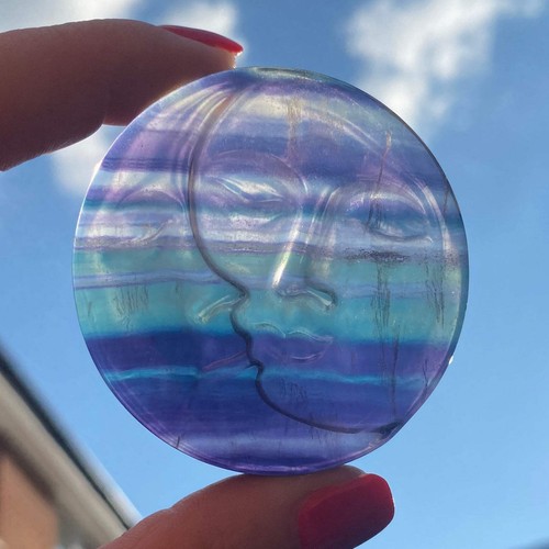 Fluorite moon sun disc - moon,