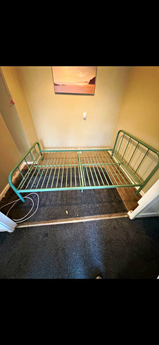 Metal bed frame with - frame, slatted