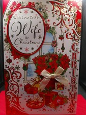 EXTRA LARGE 8 PAGE WIFE CHRISTMAS CARD 30CMX20CM 12"X 8" (MAGAZINE SIZED) VERSE