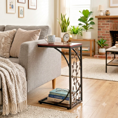 Shaped side table metal - c-shaped,