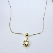 Gold Halo CZ Pendant Necklace
