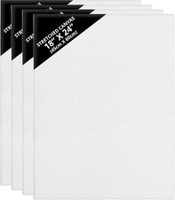 Blank Artist Canvas Set 45x60cm- 4 Large Plain Painting Boards Stretched/Framed