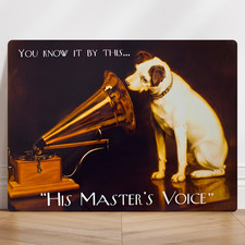 His Masters Voice HMV Dog Gramophone Aluminium Metal Sign Wall Art Poster Gift