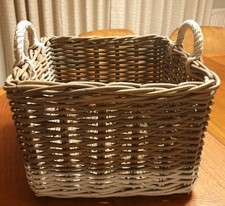 Wicker Basket Large square dipped rope handles storage basket 16" x 16" x 10.5"