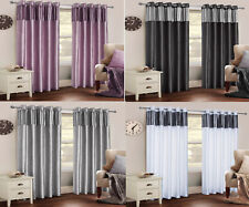 Paris Crushed Crush Velvet Faux Silk Eyelet Ring Top Ready Made Lined Curtains