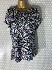 Womens Ted Baker Size 3 Black/blue Butterfly Short Sleeve Stretch Jersey T-shirt