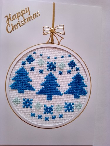 Christmas card completed cross - card,