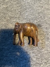 Vintage Hand Carved Elephant Wooden Sculpture Figurine