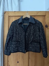 Jager Cropped Tweed And Knit Collar Jacket