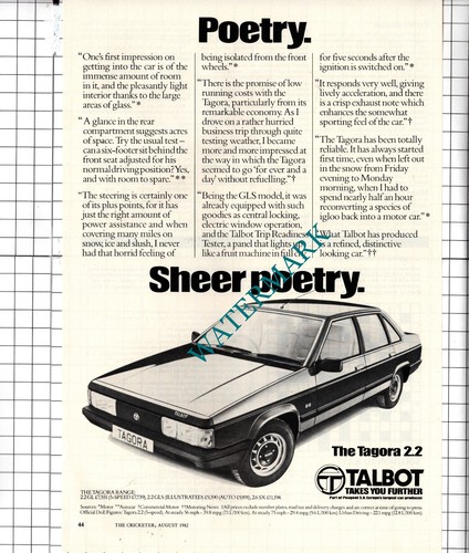 Talbot tagora car advert - tagora,