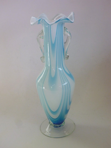 Murano glass blue white art - blue,