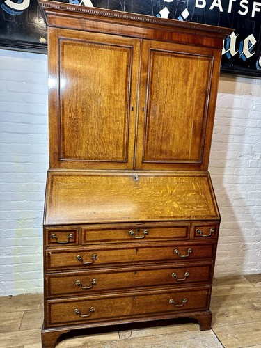 Georgian oak bureau bookcase - oak,
