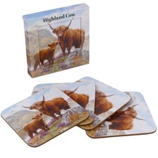 Set of 4 Coasters Highland Cows Coo The Leonardo Collection