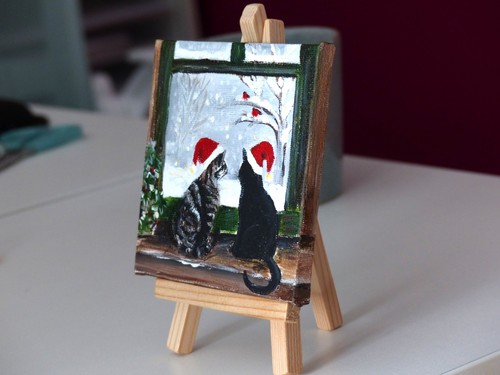 Miniature cat painting s - on, it's
