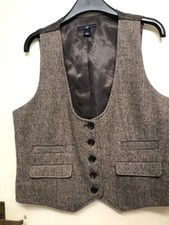 Gap Women Brown/beige Tweed 100 % wool Waistcoat size L