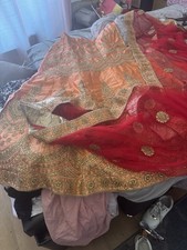 Salmon  And Red semi  Stitched