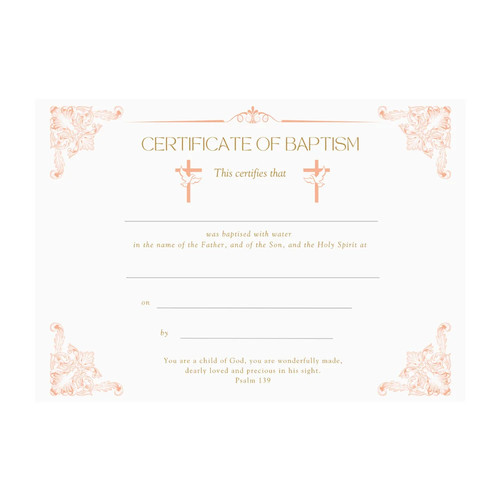 Baptismal certificate pink - baptismal,