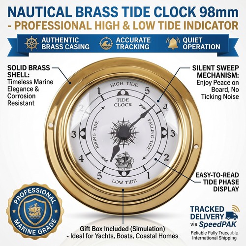 Nautical brass tide - nautical, clock