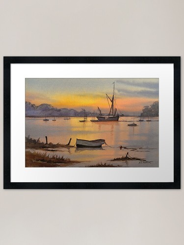 Thames barge sunrise pin - barge,
