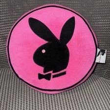 Vintage Playboy Bunny Pillow Pink Black Bunny Head Round Plush Velour Y2K 2007