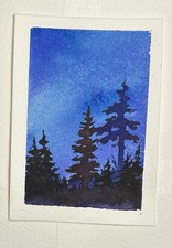 ACEO Bright Blue Sky At Night