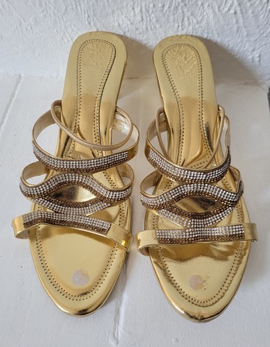 Gold high heal evening - , sandals