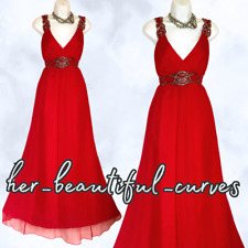 MONSOON SILK GORGEOUS RED EMPIRE LINE MAXI EVENING OCCASION PARTY DRESS SIZE 16