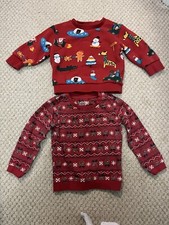 Boys Red Christmas Sweatshirts X 2 - Age 18-24 Months