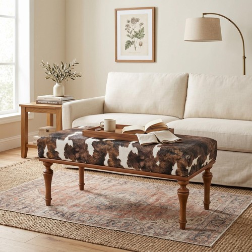 Cowhide bench handmade ottoman - cowhide,