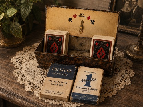 Vintage antique card box with - vintage,