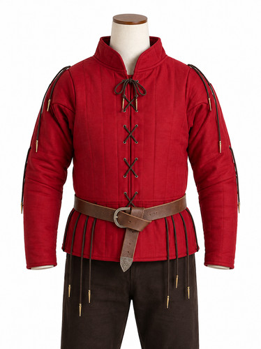 Medieval red padded gambeson - red,